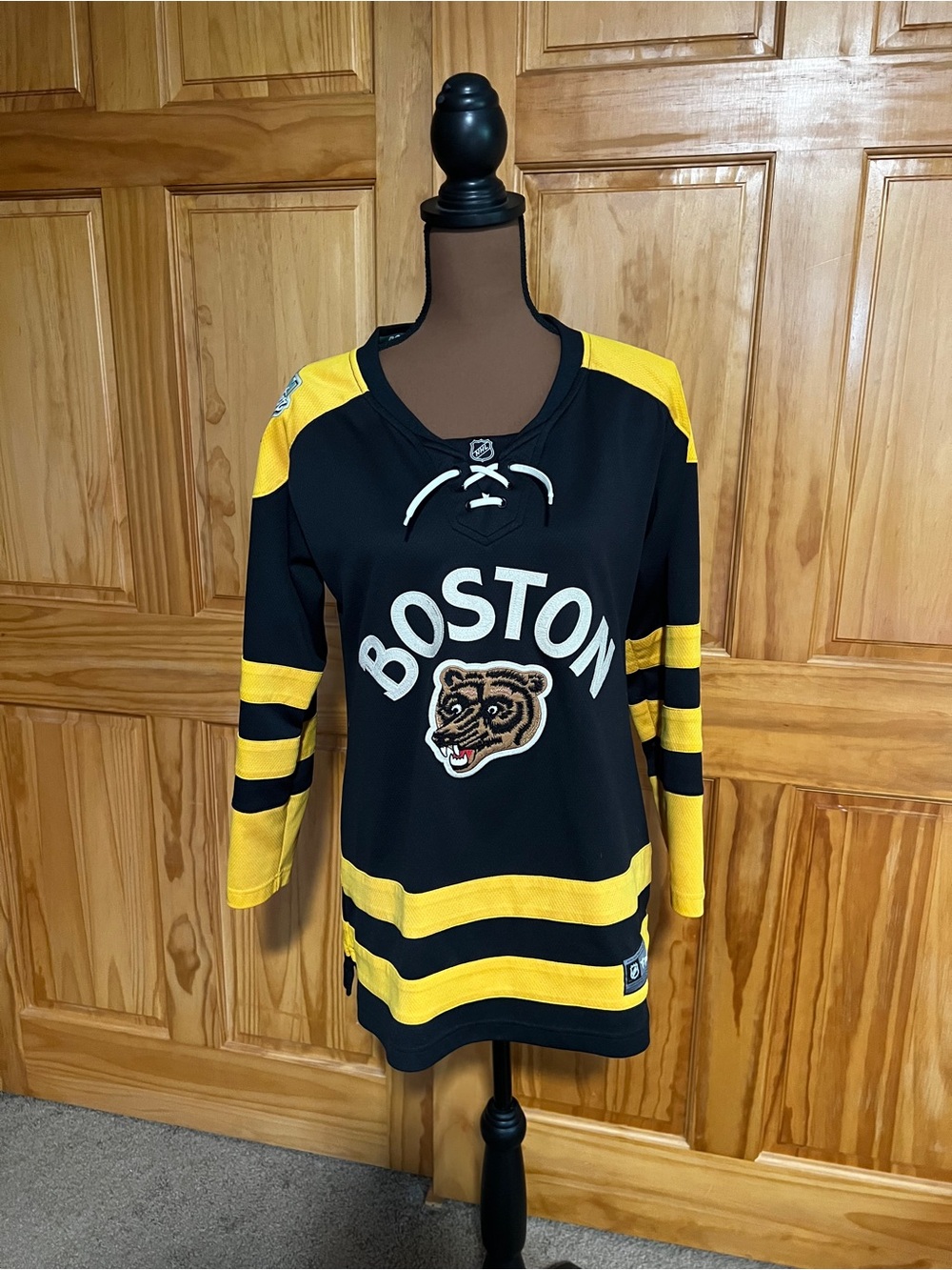 NHL Black and Yellow Winter Classic Boston Shoulder Patch Jersey